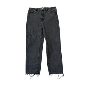 Madewell Women's The Perfect Vintage Straight Raw Hem Faded Black Jeans Size 32
